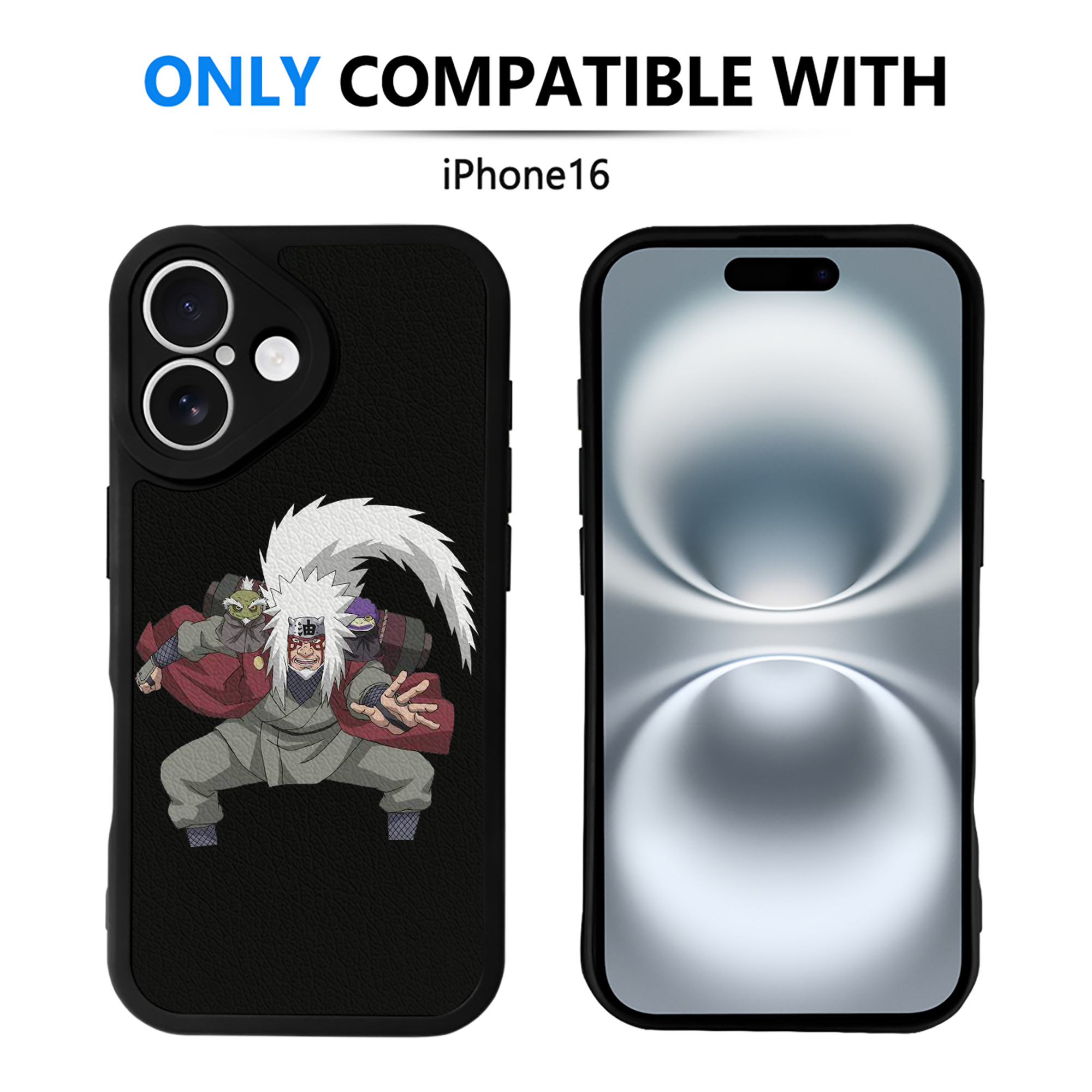 （画像用） NARUTO -ナルト- 自来也（じらいや） Jiraiya 【iPhone 16シリーズ対応】シリコンスマホケース（レザー調） 材質：シリコン